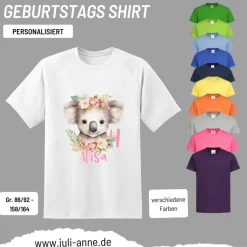 Personalisiertes Shirt GEBURTSTAG Zahl & Name personalisiert Koala