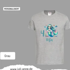 Personalisiertes Shirt GEBURTSTAG Zahl & Name personalisiert MERMAID CUTIE 4