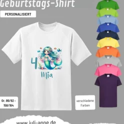 Personalisiertes Shirt GEBURTSTAG Zahl & Name personalisiert MERMAID CUTIE 4