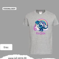 Personalisiertes Shirt GEBURTSTAG Zahl & Name personalisiert cooles Einhorn auf T-Rex