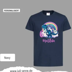 Personalisiertes Shirt GEBURTSTAG Zahl & Name personalisiert cooles Einhorn auf T-Rex