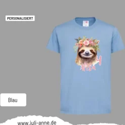 Personalisiertes Shirt GEBURTSTAG Zahl & Name personalisiert Faultier