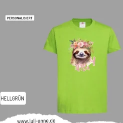 Personalisiertes Shirt GEBURTSTAG Zahl & Name personalisiert Faultier