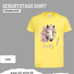 Personalisiertes Shirt GEBURTSTAG Zahl & Name personalisiert Flower Horse