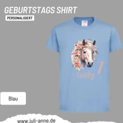 Personalisiertes Shirt GEBURTSTAG Zahl & Name personalisiert Flower Horse