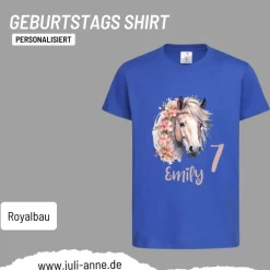 Personalisiertes Shirt GEBURTSTAG Zahl & Name personalisiert Flower Horse