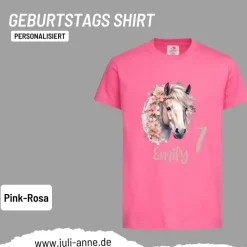 Personalisiertes Shirt GEBURTSTAG Zahl & Name personalisiert Flower Horse