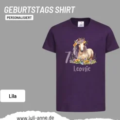 Personalisiertes Shirt GEBURTSTAG Zahl & Name personalisiert Flower Horse