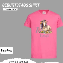 Personalisiertes Shirt GEBURTSTAG Zahl & Name personalisiert Flower Horse