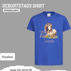 Personalisiertes Shirt GEBURTSTAG Zahl & Name personalisiert Flower Horse