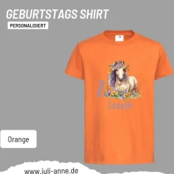 Personalisiertes Shirt GEBURTSTAG Zahl & Name personalisiert Flower Horse