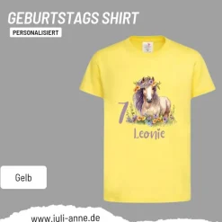 Personalisiertes Shirt GEBURTSTAG Zahl & Name personalisiert Flower Horse