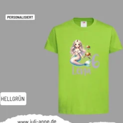 Personalisiertes Shirt GEBURTSTAG Zahl & Name personalisiert MERMAID CUTIE 1 Pastell Schildkröten