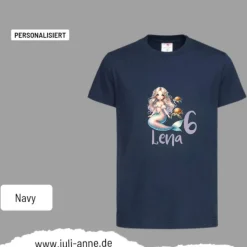 Personalisiertes Shirt GEBURTSTAG Zahl & Name personalisiert MERMAID CUTIE 1 Pastell Schildkröten