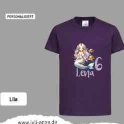 Personalisiertes Shirt GEBURTSTAG Zahl & Name personalisiert MERMAID CUTIE 1 Pastell Schildkröten