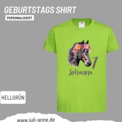 Personalisiertes Shirt GEBURTSTAG Zahl & Name personalisiert Flower Horse