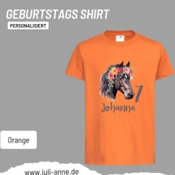 Personalisiertes Shirt GEBURTSTAG Zahl & Name personalisiert Flower Horse