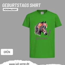 Personalisiertes Shirt GEBURTSTAG Zahl & Name personalisiert Flower Horse
