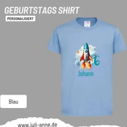 Personalisiertes Shirt GEBURTSTAG Zahl & Name personalisiert SPACE Rakete