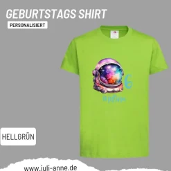 Personalisiertes Shirt GEBURTSTAG Zahl & Name personalisiert SPACE Astronauten-Helm