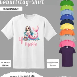 Personalisiertes Shirt GEBURTSTAG Zahl & Name personalisiert Mermaid Cutie 8