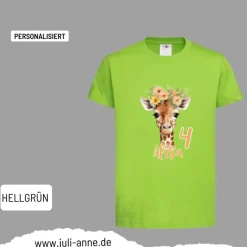 Personalisiertes Shirt GEBURTSTAG Zahl & Name personalisiert Giraffe