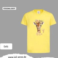 Personalisiertes Shirt GEBURTSTAG Zahl & Name personalisiert Giraffe