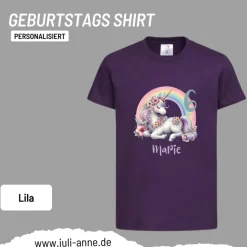 Personalisiertes Shirt GEBURTSTAG Zahl & Name personalisiert Rainbow Unicorn