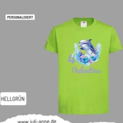 Personalisiertes Shirt GEBURTSTAG Zahl & Name personalisiert Aqua Delfin 1