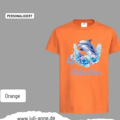 Personalisiertes Shirt GEBURTSTAG Zahl & Name personalisiert Aqua Delfin 1