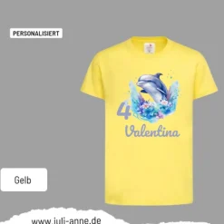 Personalisiertes Shirt GEBURTSTAG Zahl & Name personalisiert Aqua Delfin 1