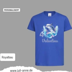 Personalisiertes Shirt GEBURTSTAG Zahl & Name personalisiert Aqua Delfin 1