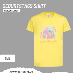 Personalisiertes Shirt GEBURTSTAG Zahl & Name personalisiert Regenbogen Dino Mädchen