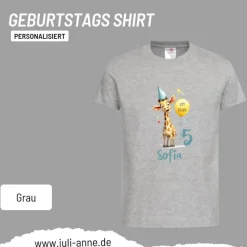 Personalisiertes Shirt GEBURTSTAG Zahl & Name personalisiert Party Giraffe