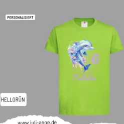 Personalisiertes Shirt GEBURTSTAG Zahl & Name personalisiert Aqua Delfin 3
