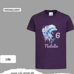 Personalisiertes Shirt GEBURTSTAG Zahl & Name personalisiert Aqua Delfin 3