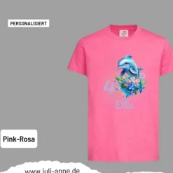 Personalisiertes Shirt GEBURTSTAG Zahl & Name personalisiert Aqua Delfin 4