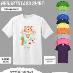 Personalisiertes Shirt GEBURTSTAG Zahl & Name personalisiert Fuchs in Tasse