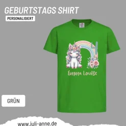 Personalisiertes Shirt GEBURTSTAG Zahl & Name personalisiert Rainbow Unicorn