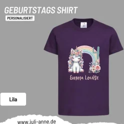 Personalisiertes Shirt GEBURTSTAG Zahl & Name personalisiert Rainbow Unicorn