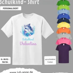 Personalisiertes Shirt SCHULKIND Name personalisiert Aqua Delfin 1