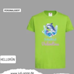 Personalisiertes Shirt SCHULKIND Name personalisiert Aqua Delfin 1