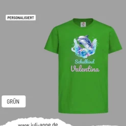 Personalisiertes Shirt SCHULKIND Name personalisiert Aqua Delfin 1