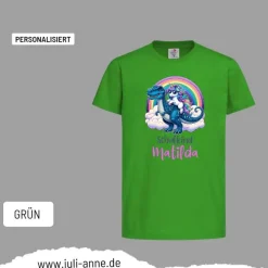 Personalisiertes Shirt SCHULKIND Name personalisiert T-Rex cooles Einhorn auf T-Rex