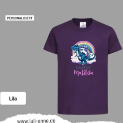 Personalisiertes Shirt SCHULKIND Name personalisiert T-Rex cooles Einhorn auf T-Rex