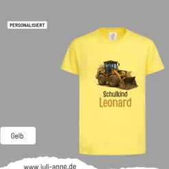 Personalisiertes Shirt SCHULKIND Name personalisiert Bagger BULLDOZER