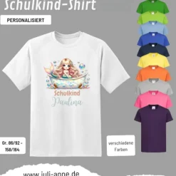 Personalisiertes Shirt SCHULKIND Name personalisiert MERMAID CUTIE 1 Pastell Schildkröten