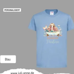 Personalisiertes Shirt SCHULKIND Name personalisiert MERMAID CUTIE 1 Pastell Schildkröten