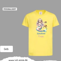Personalisiertes Shirt SCHULKIND Name personalisiert MERMAID CUTIE 1 Pastell Schildkröten