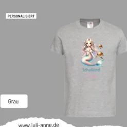 Personalisiertes Shirt SCHULKIND Name personalisiert MERMAID CUTIE 1 Pastell Schildkröten